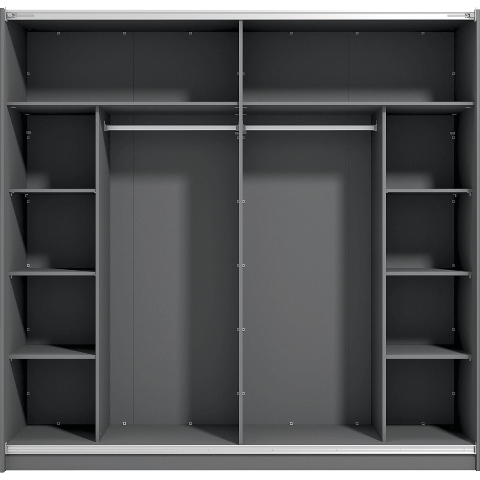 Schwebetürenschrank Sierra Melamin 217 x 210 x 62,5 cm, mit Spiegel graphite