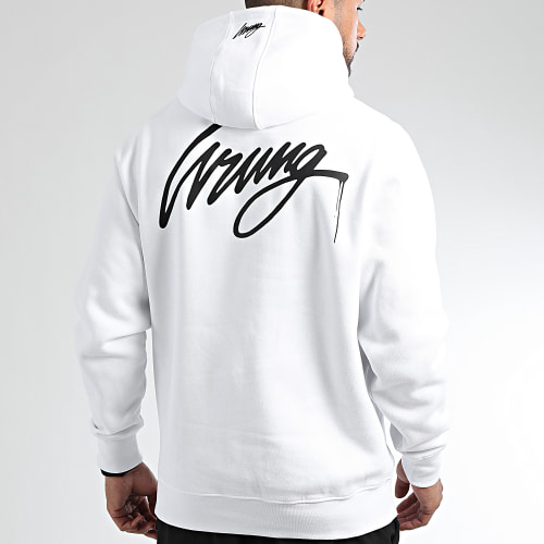 Sweat Capuche Drip Logo Blanc