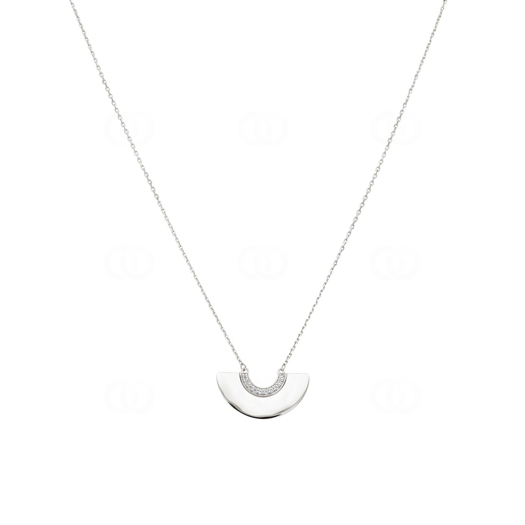 Collier mit Anhänger 925 Silber rhodiniert mit Zirkonia 43cm