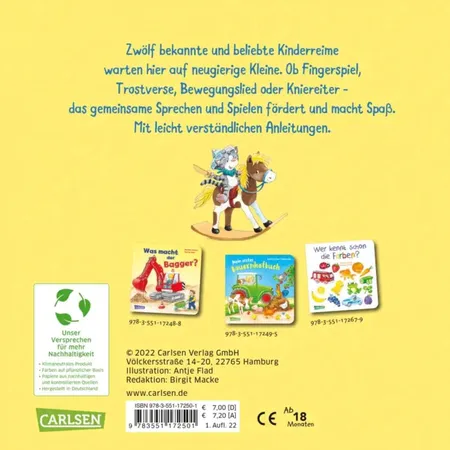 Carlsen Verlag Kinderreime Fingerspiele von Diverse,Antje Flad