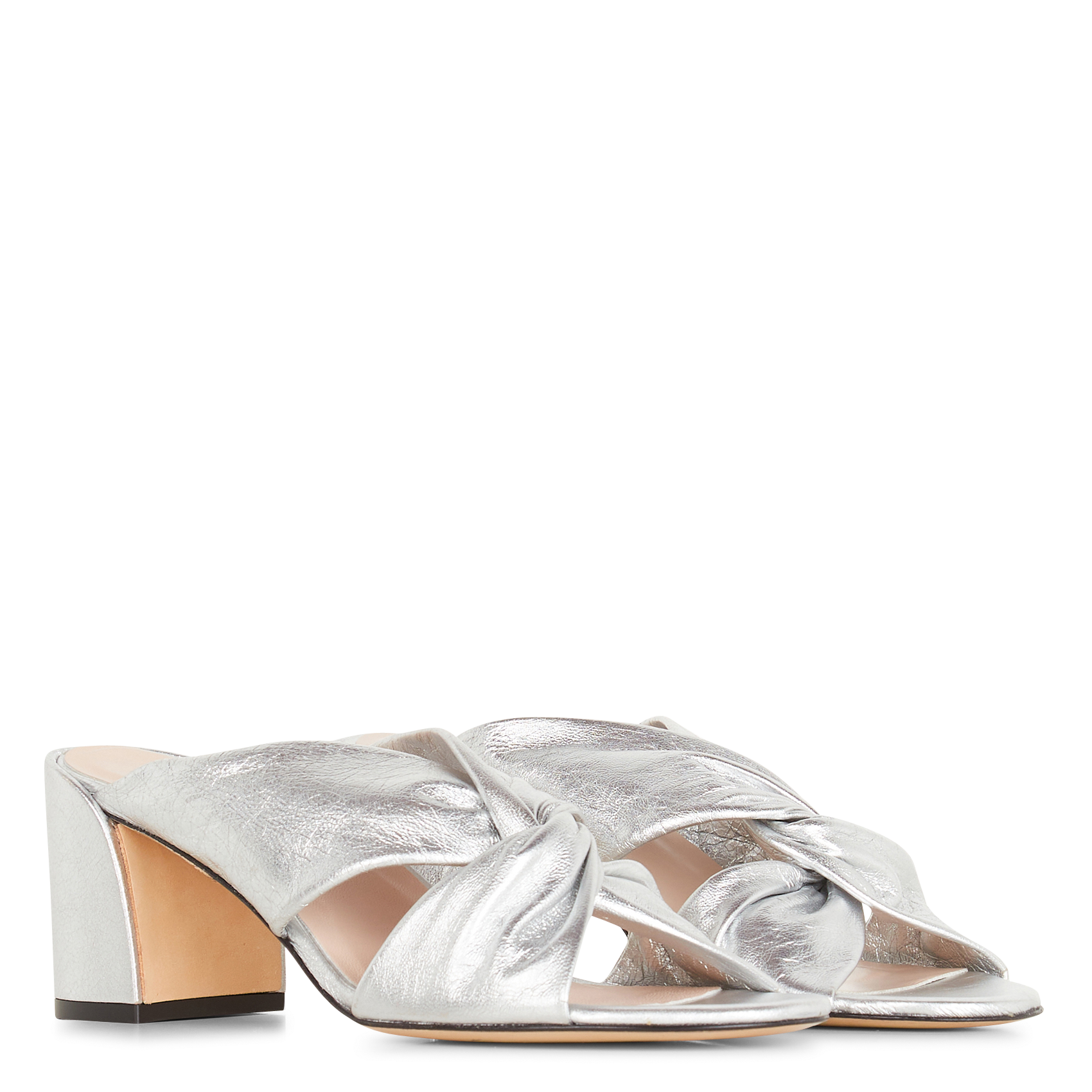 DARIA - Mules à talon en cuir | Argent