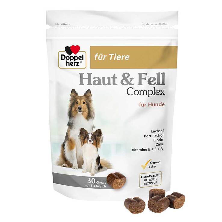 Doppelherz für Tiere Haut & Fell Compl.Chews für Hunde, 30 St