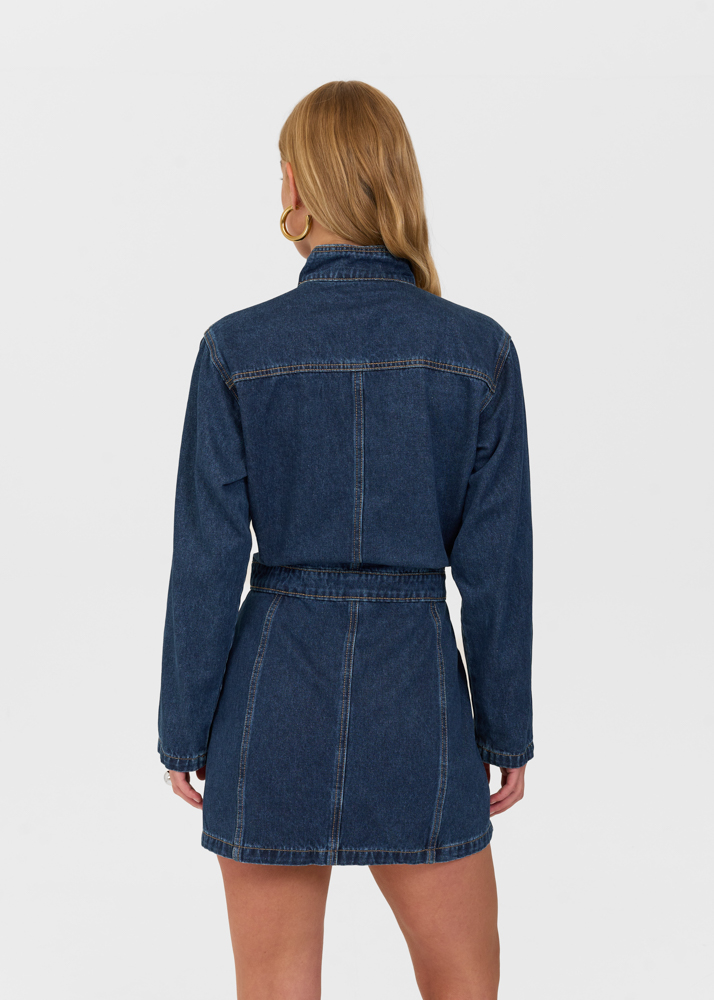 Iconic denim dress indigo blauw