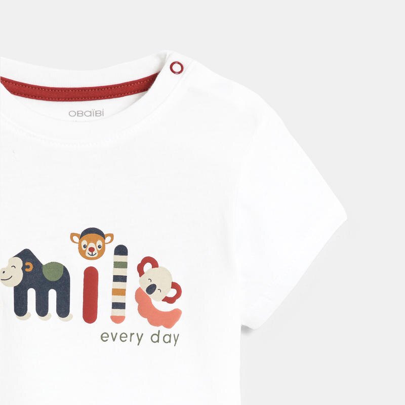 T-shirt animaux blanc bébé garçon Blanc