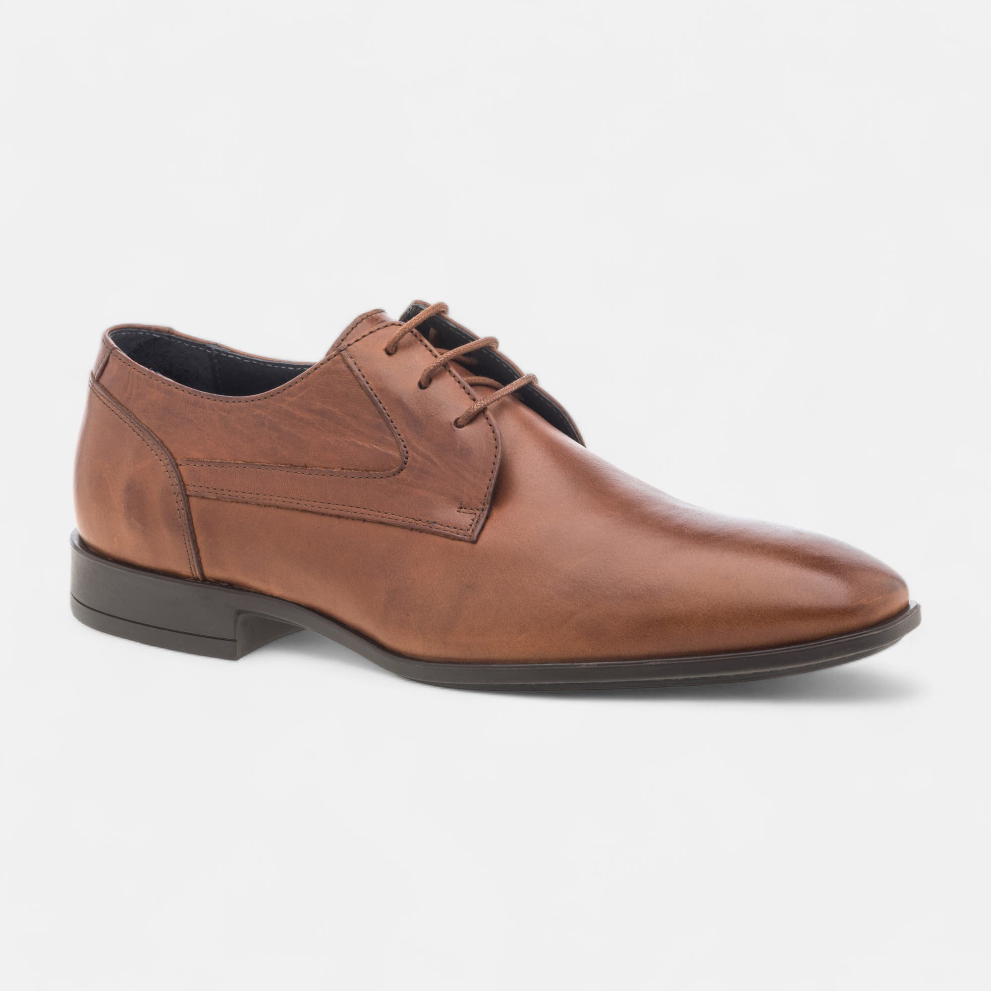 Derbies Homme en cuir cognac