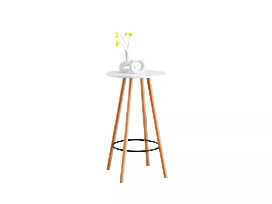 Table haute de bar - rund 60cm - Bois - Blanc - Mijas