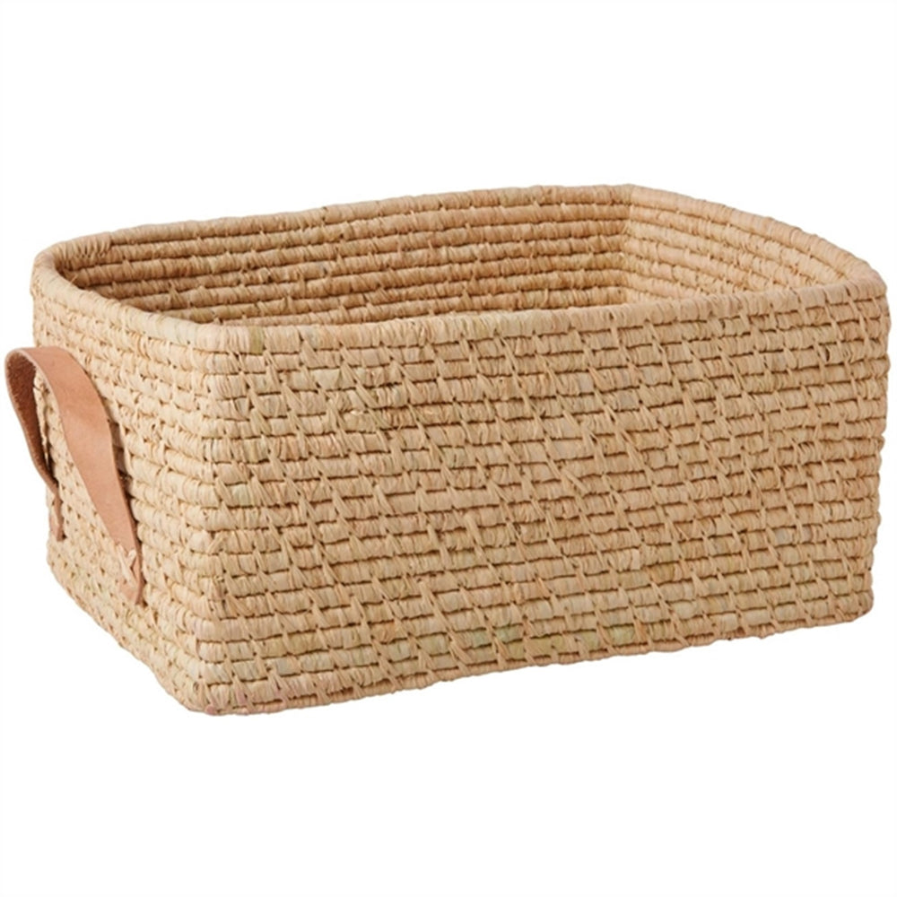 Nature Rektangulær Raffia Kurv - Rice → Luksusbaby.dk
