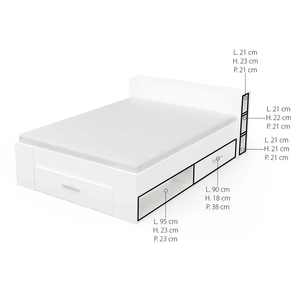 Bed Polly 160 x 200 cm-mat wit