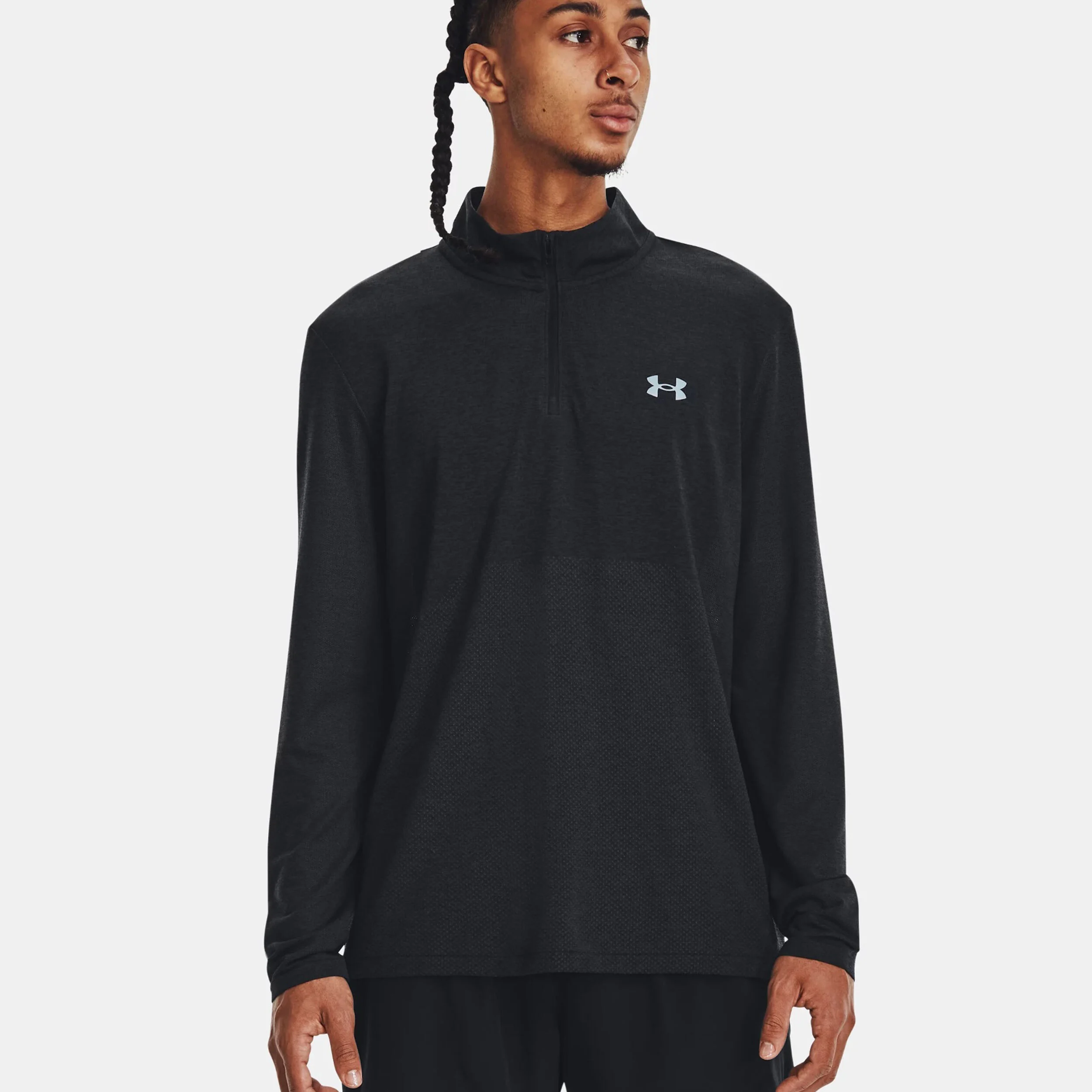 Under Armour Seamless Stride 1/4 Zip Haut Manches Longues Hommes - Noir