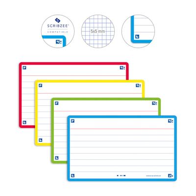 Oxford FLASH 2.0 Starter Pack - Pack de 32 cartes - A7 - ligné - couleurs assorties