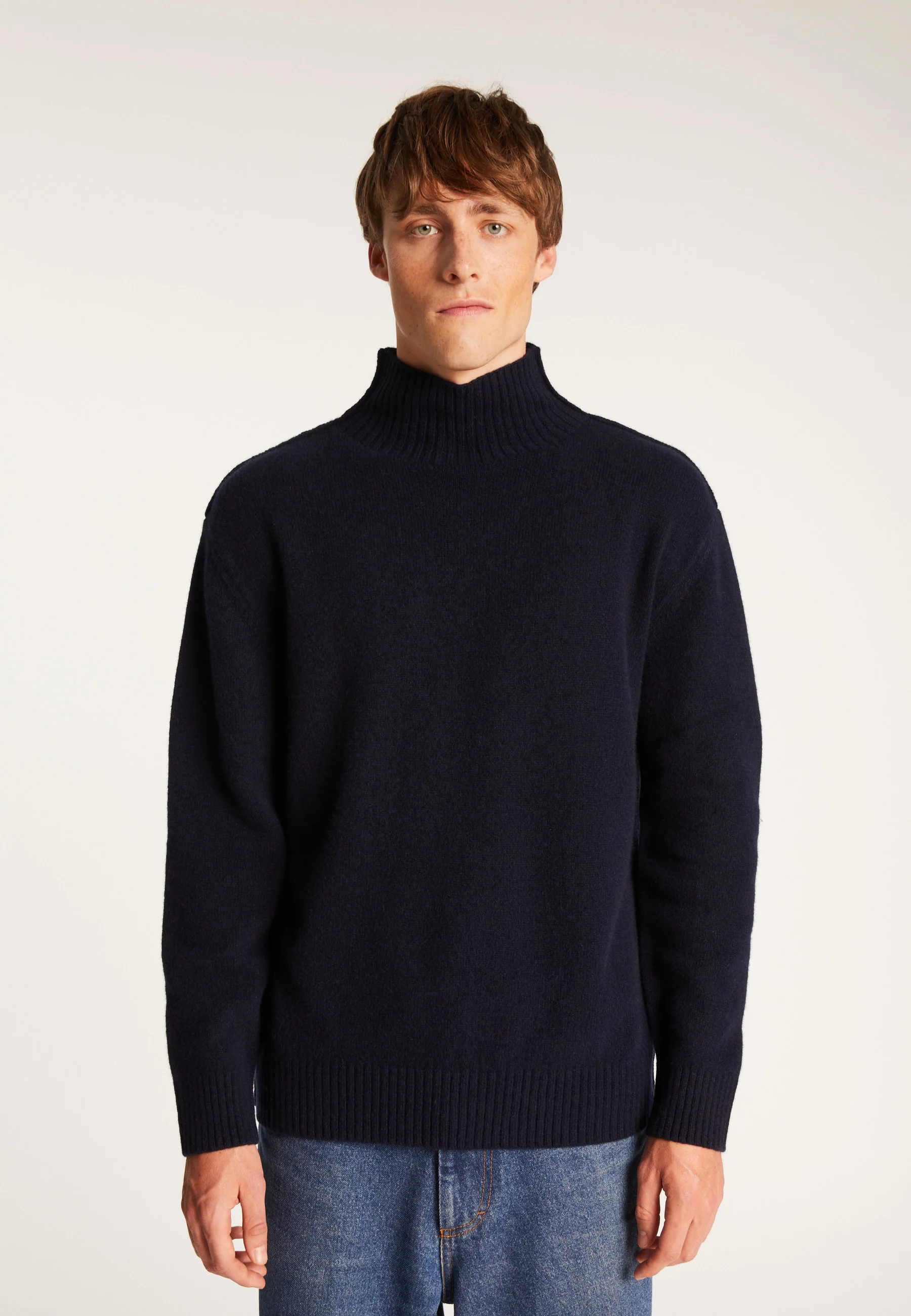 TIAGO - Pull col montant en cachemire mélangé | Bleu