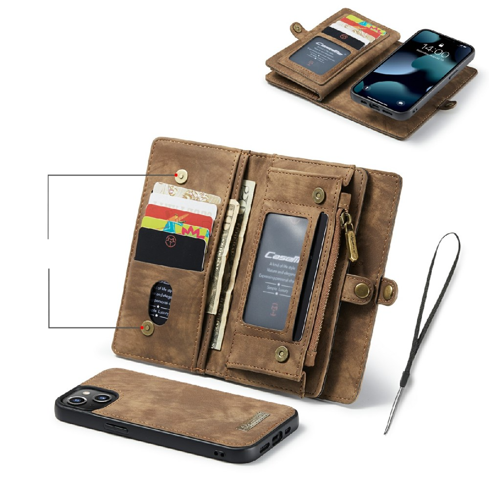 iPhone 13 2in1 Leder Tasche   Magnet Hardcase Karten Etui - Braun