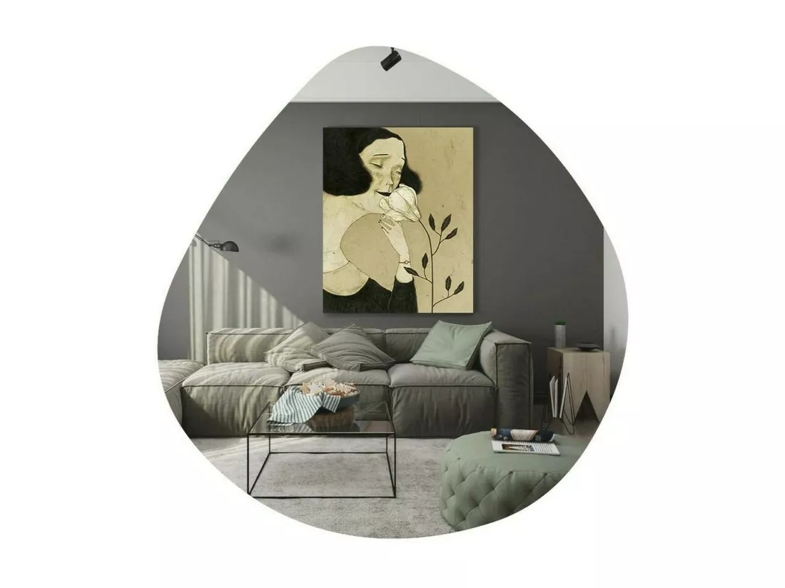 Miroir Menkar, Verre miroité, Objet d'ameublement mural, Décoration avec miroir, 60x2h60 cm, Noir