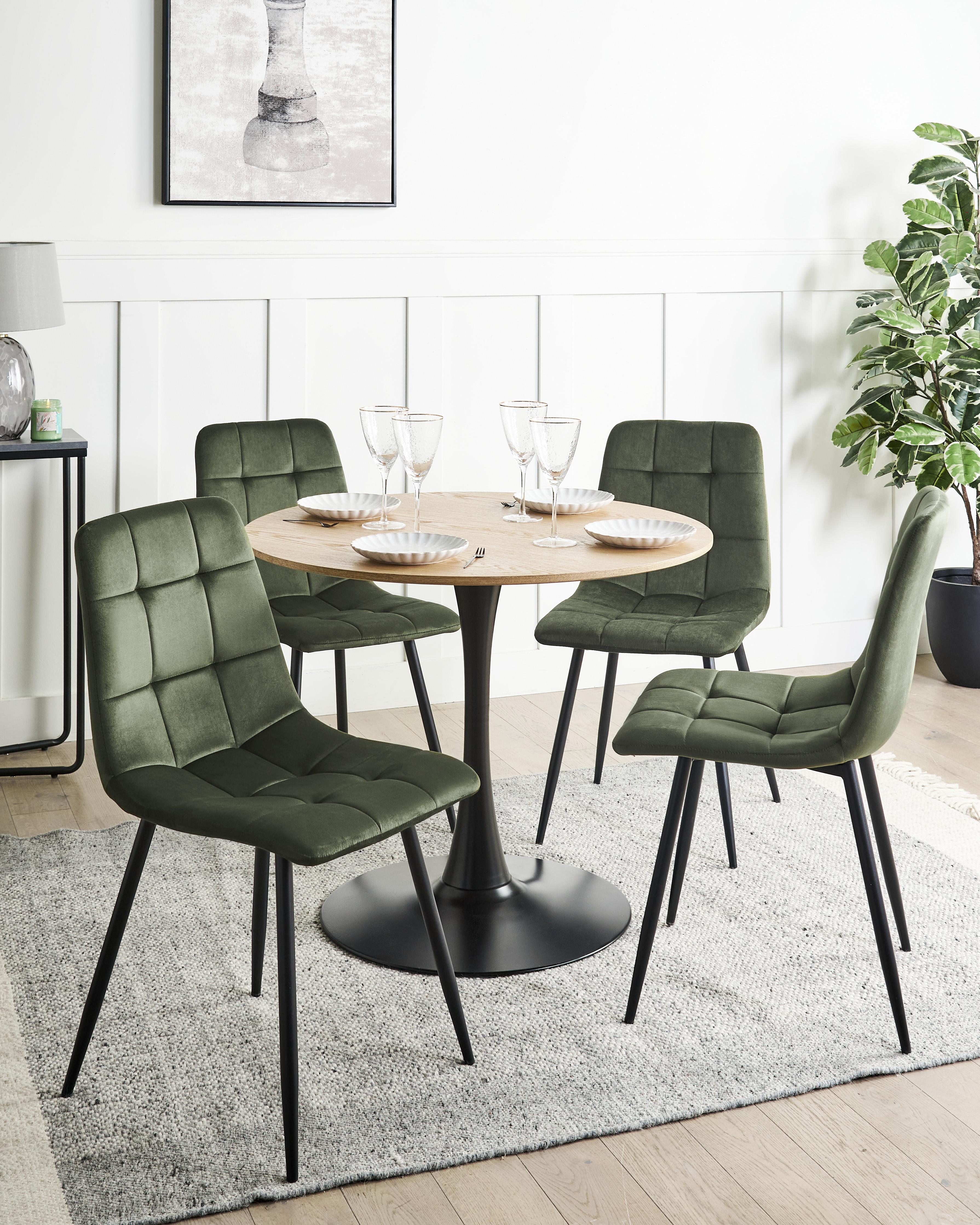 Set van 4 eetkamerstoelen POWELL Fluweel Olijfgroen