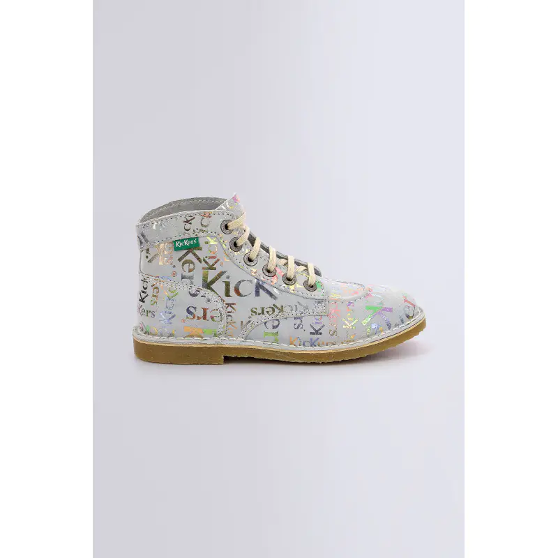 KICKLEGEND BLEU CLAIR IMPRIME ARGENT BOTTINES Cuir Femme