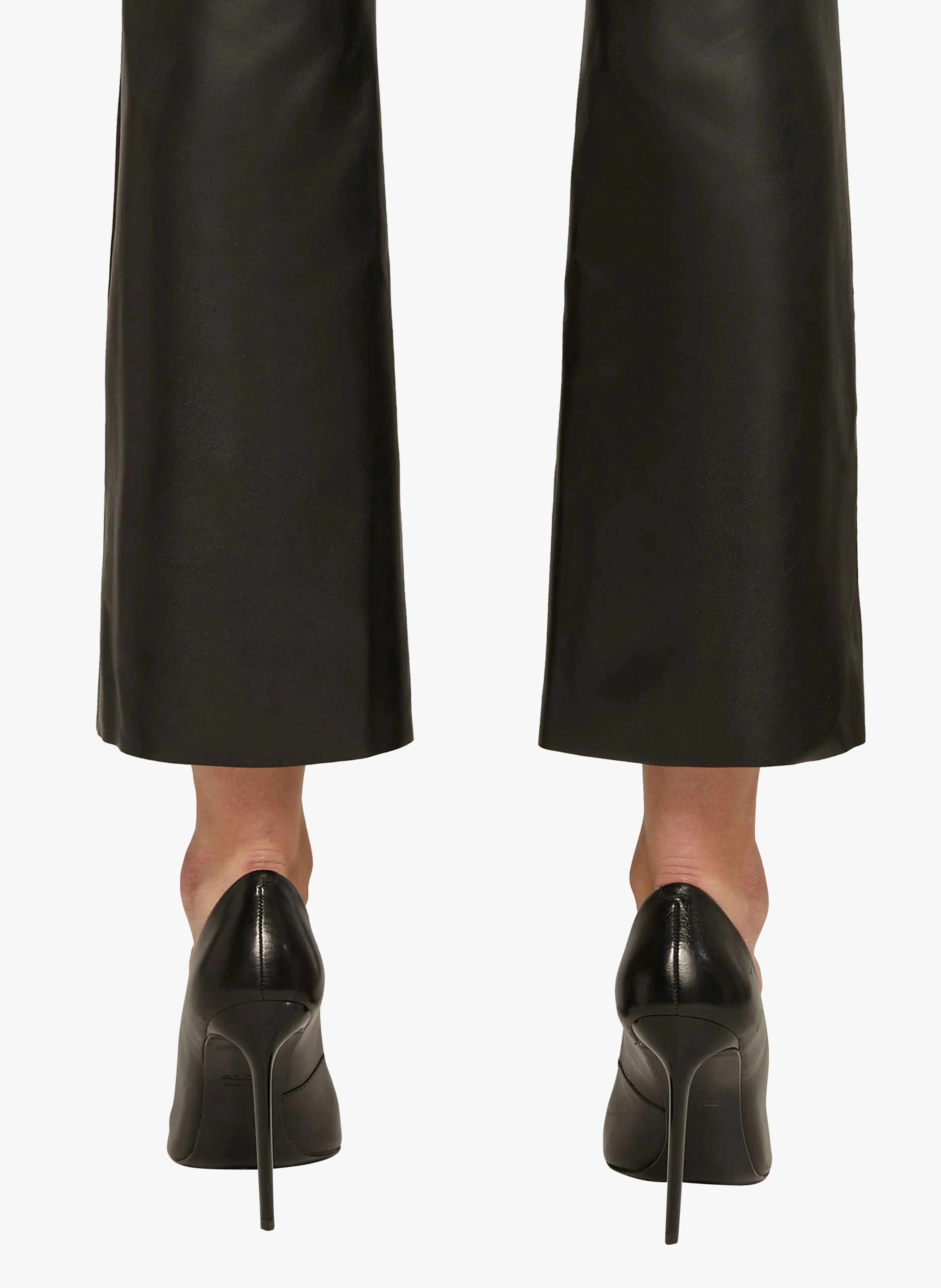 Jenna Trousers - Pantalon évasé enduit | Noir