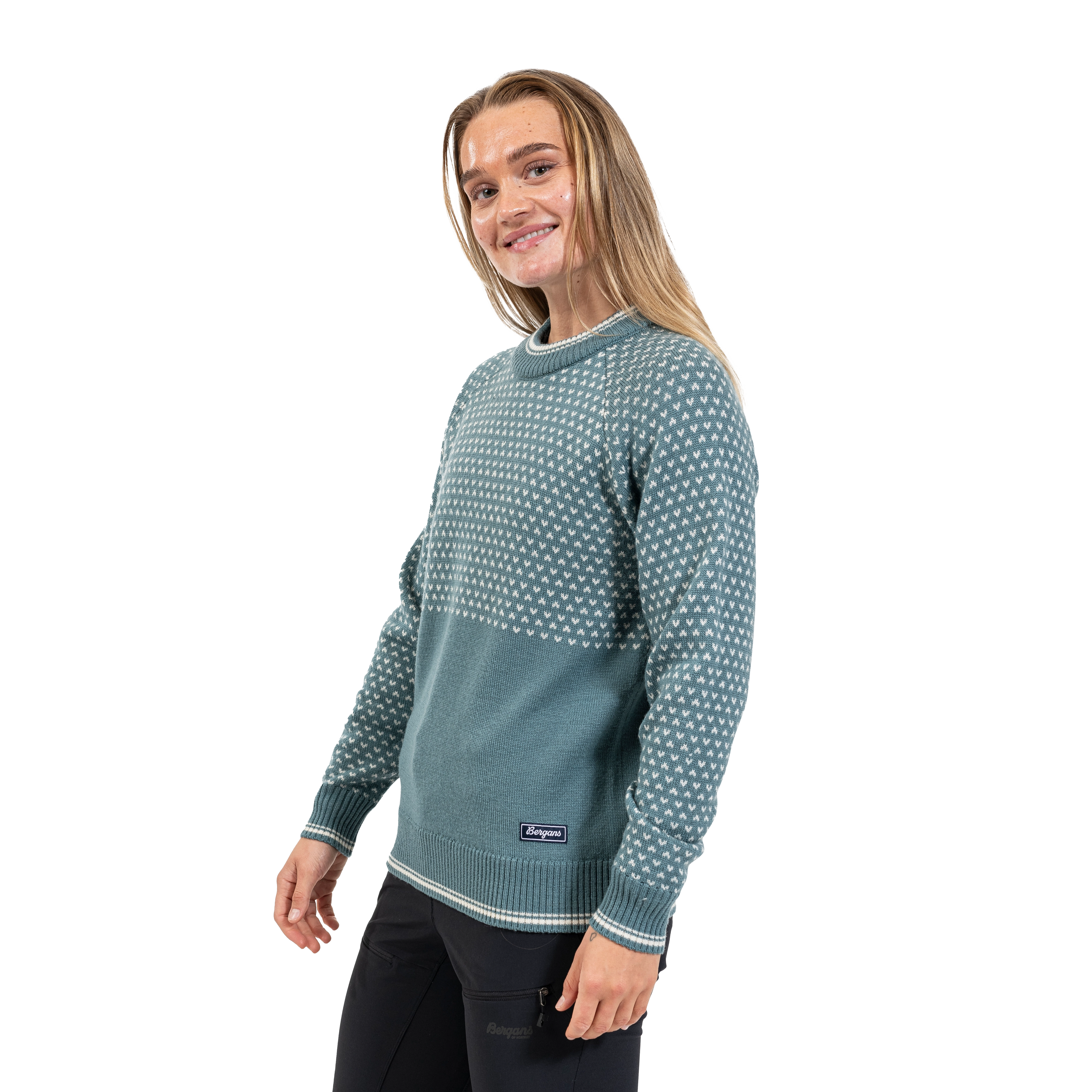 Alvdal Wool Jumper Women Grey Sage / Vanilla White