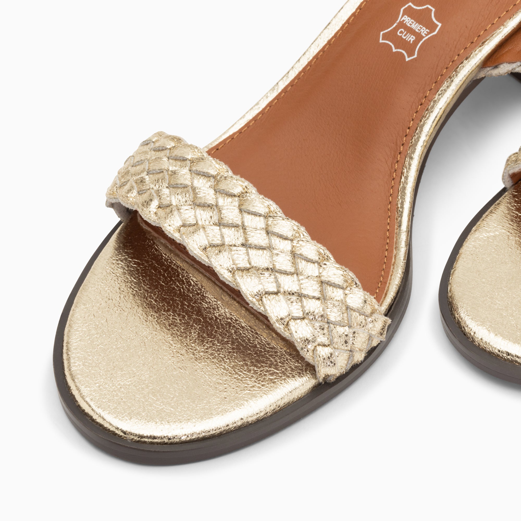 Sandales à talon, Compensées-Sandales Eugénie or à brides tressées