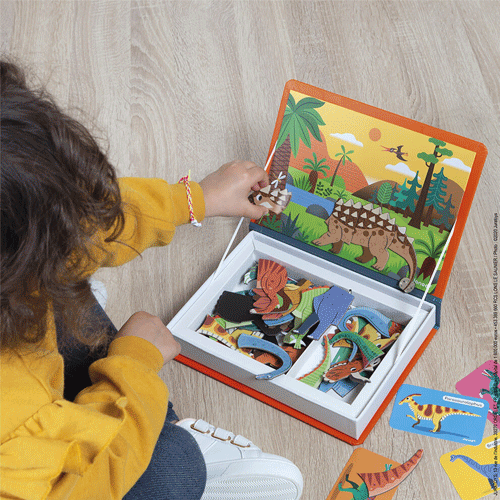 Janod magneetboek dinosaurus - 40st