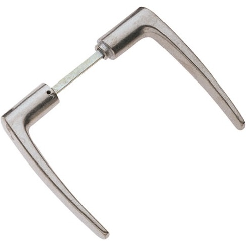 Béquille double de porte extérieur - Chantier - carré de 6 mm - alu poli