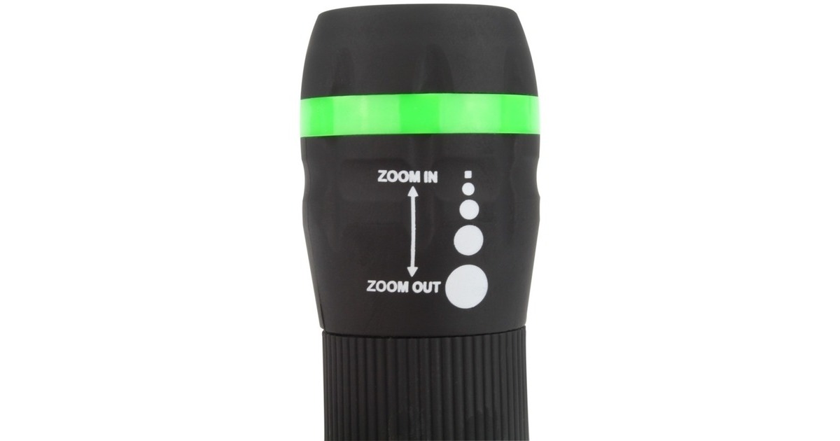 HyCellZoom-Flashlight 1W-LED zaklamp  (Zwart/groen)