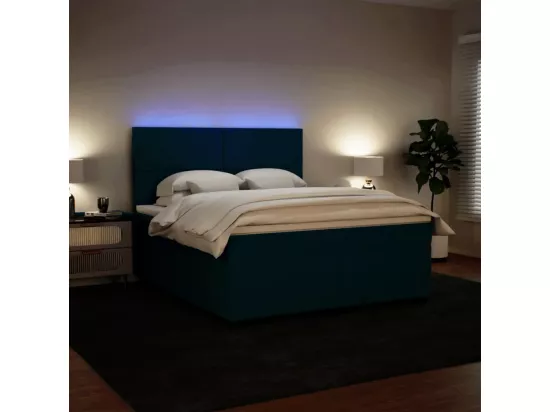 Sommier à lattes de lit et matelas bleu 180x200 cm velours