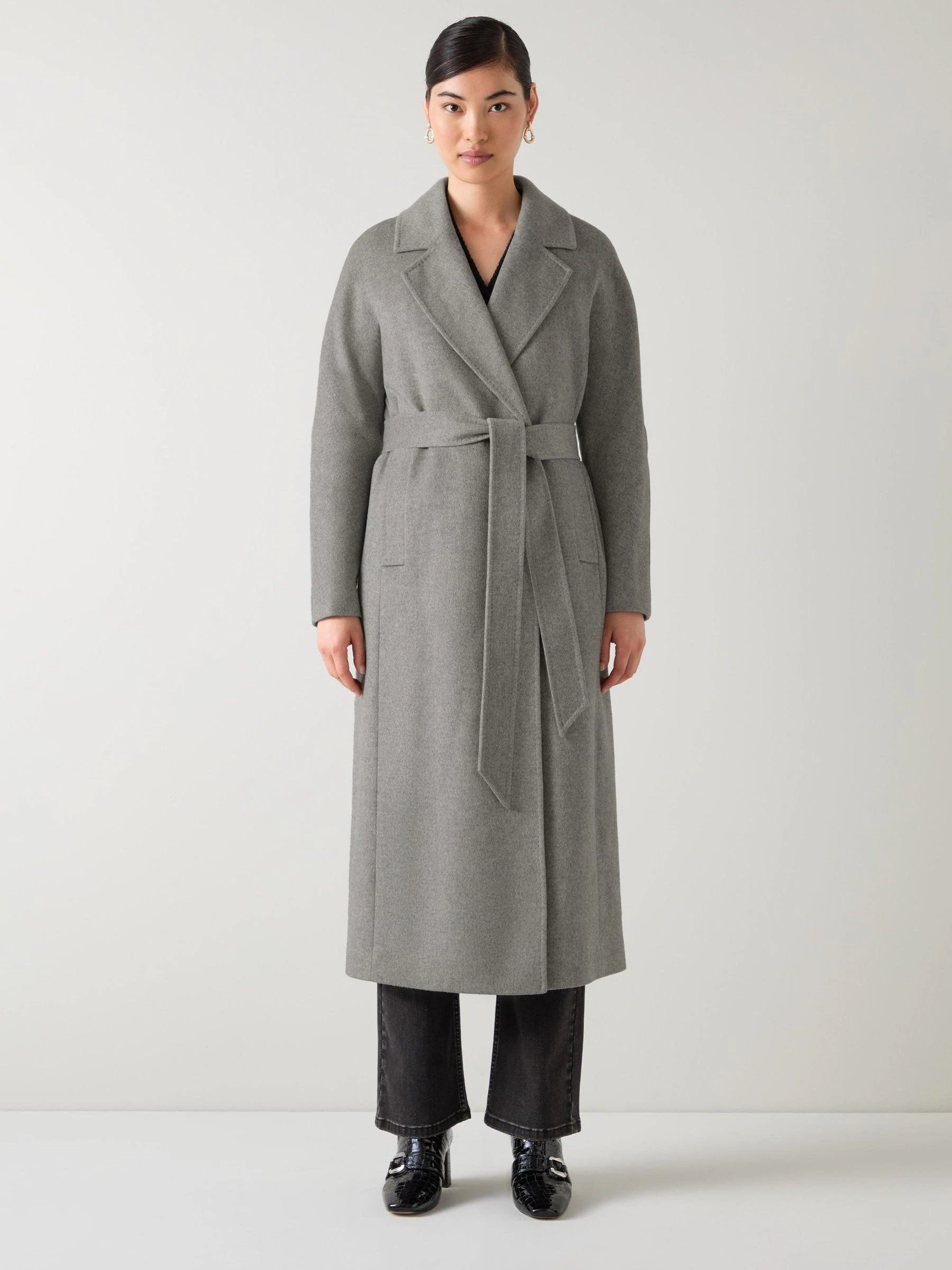 LK Bennett Francine Marl Wool Belt Maxi Coat