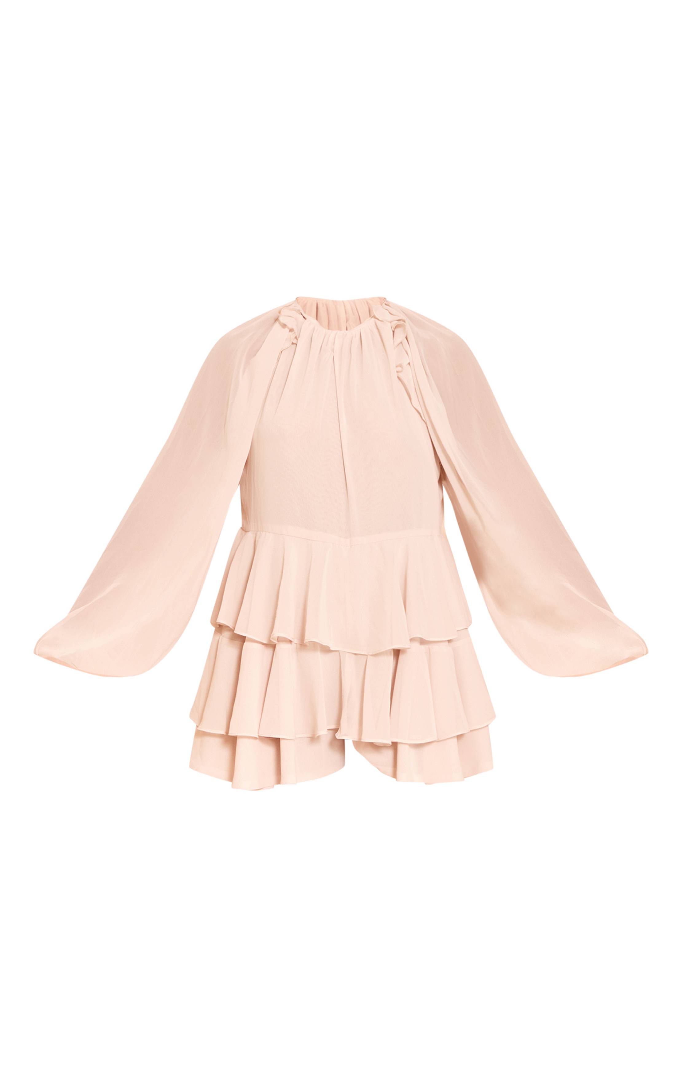 Crème Combinaison-short Fluide À Volants En Mousseline Crème