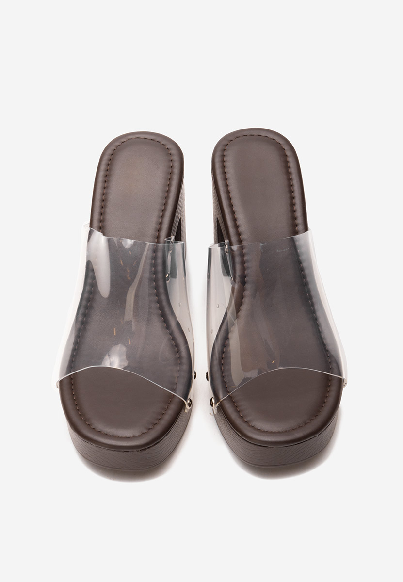 Mules à talon épais bruns Wanetta