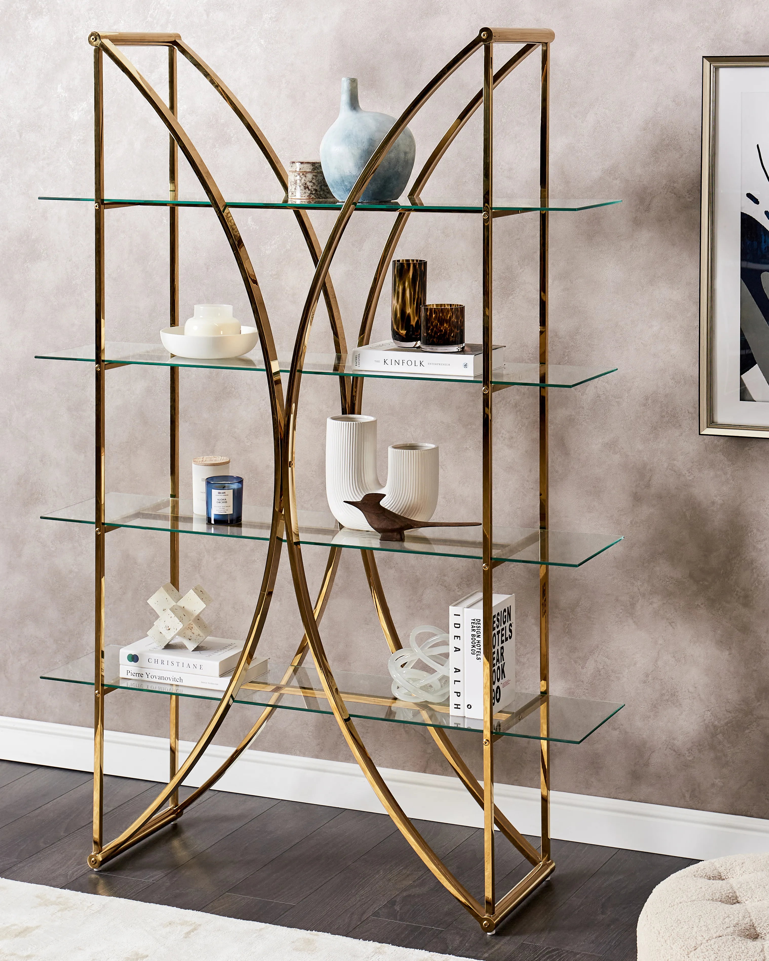 Opbergkast met 4 planken HOLLOW Metaal 175 cm Goud