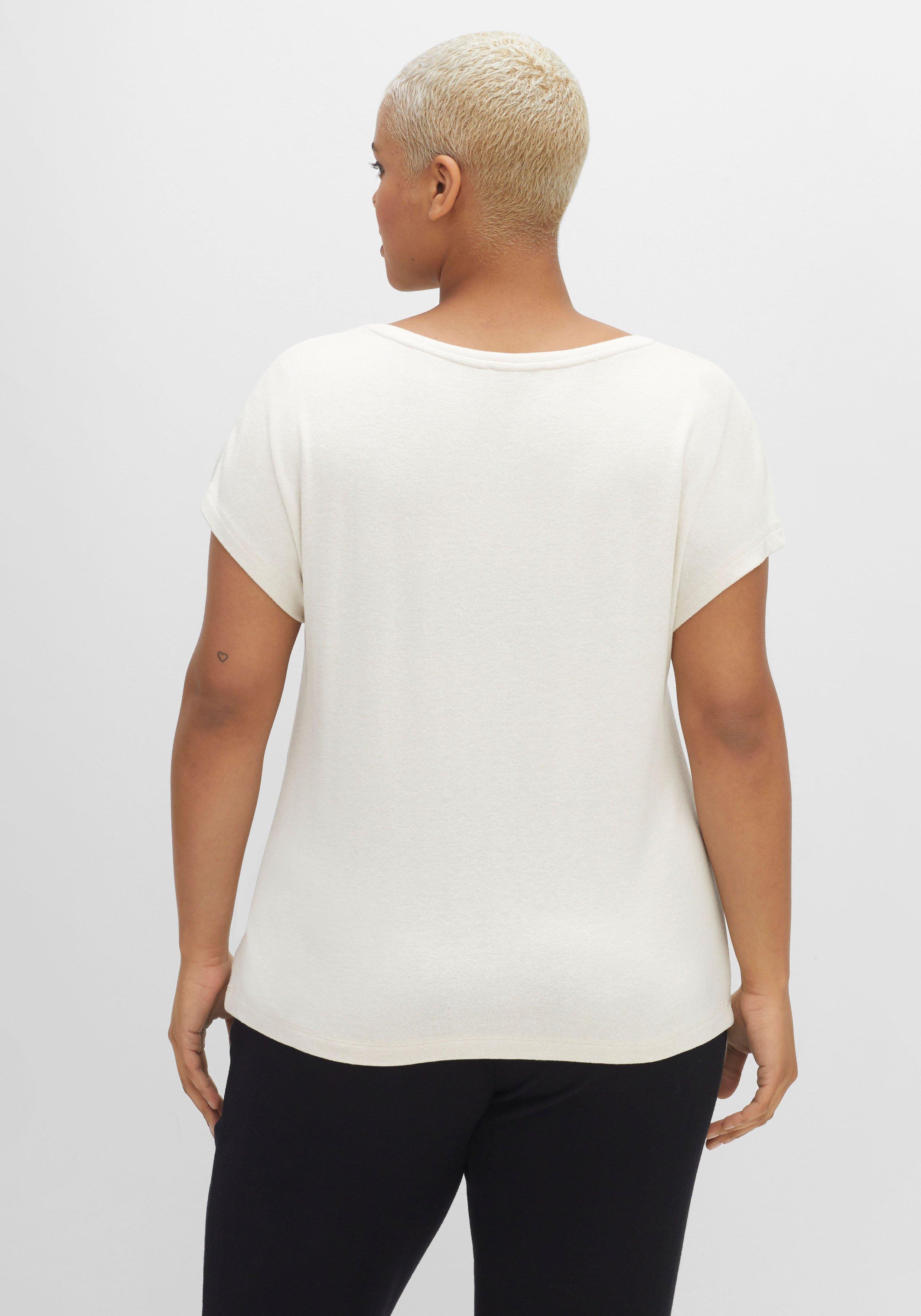Oversized-Shirt in Feinstrick-Optik, mit Schriftzug