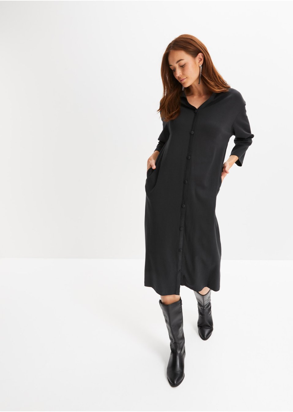 Robe-chemise midi en coton