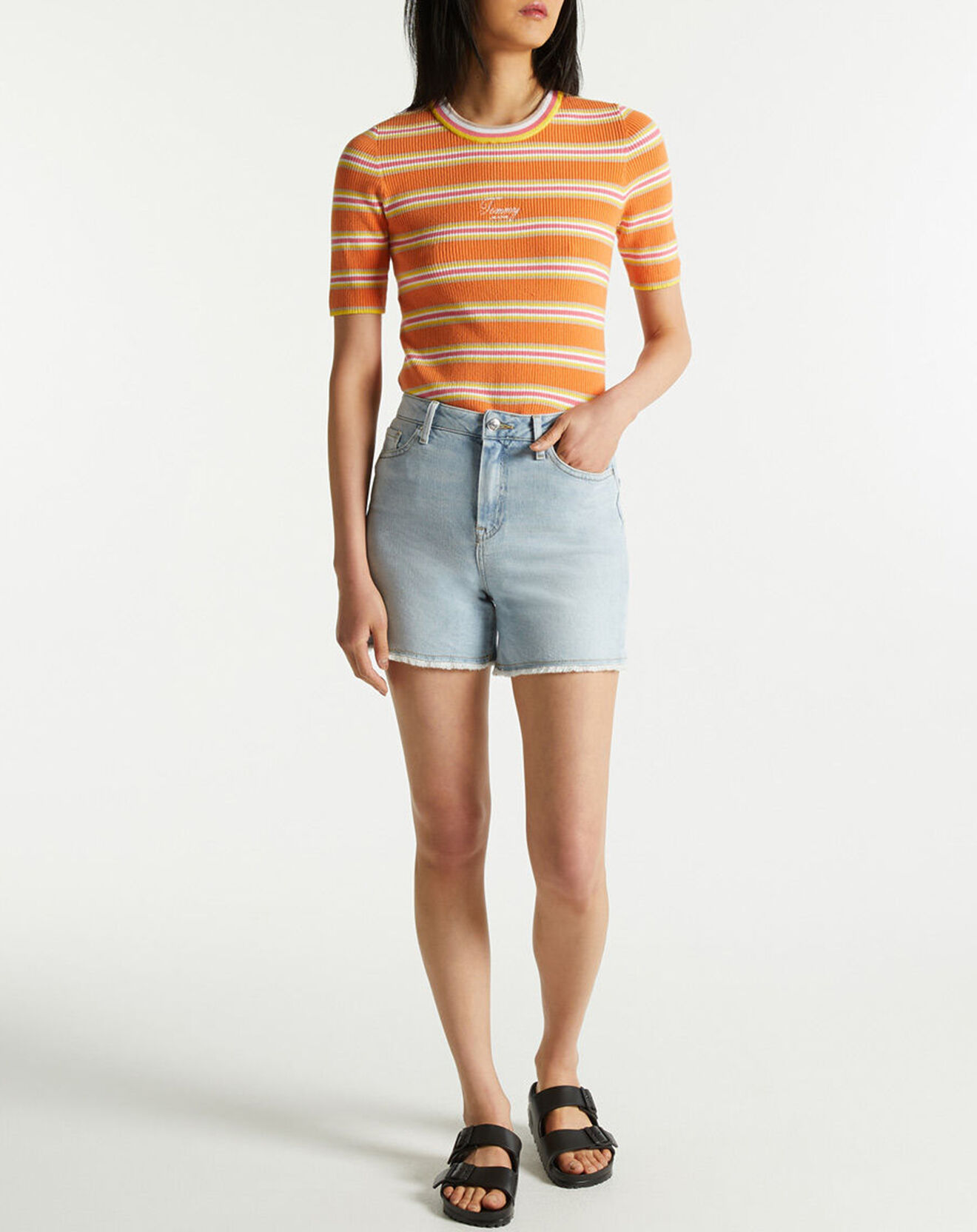Tommy Hilfiger Short en jean Frange bleu délavé