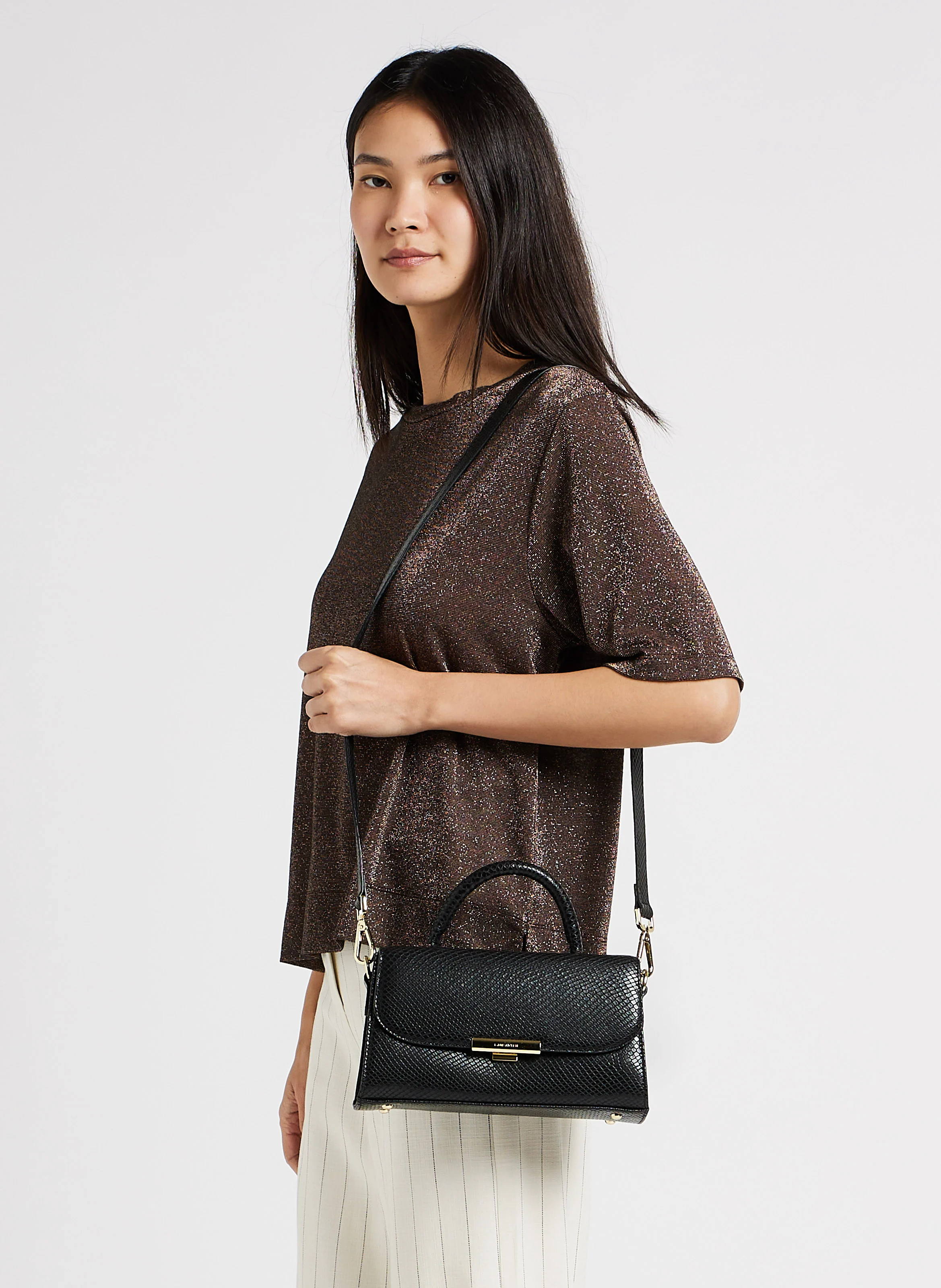 EXO EVENLY - Sac à main en cuir | Noir