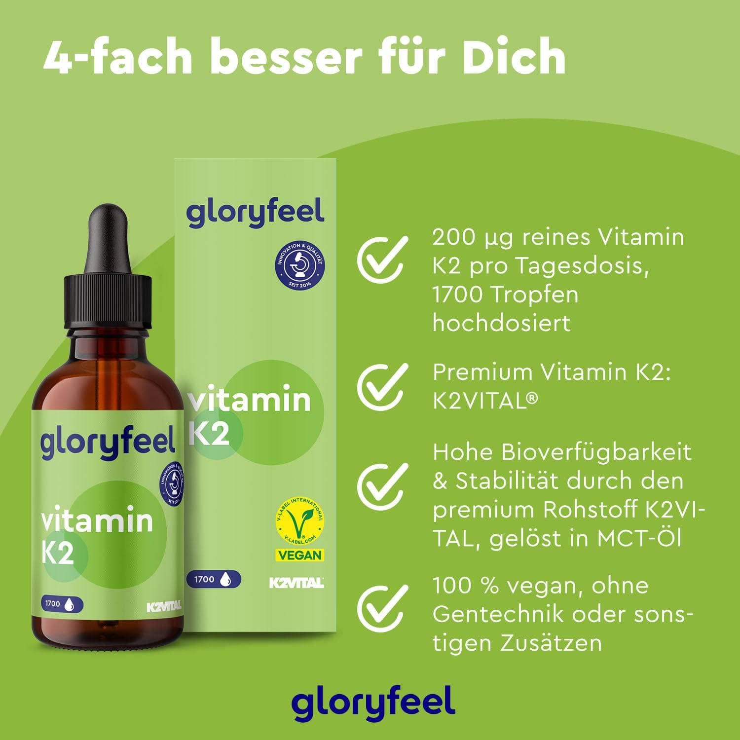 gloryfeel® Vitamin K2 Tropfen Nature