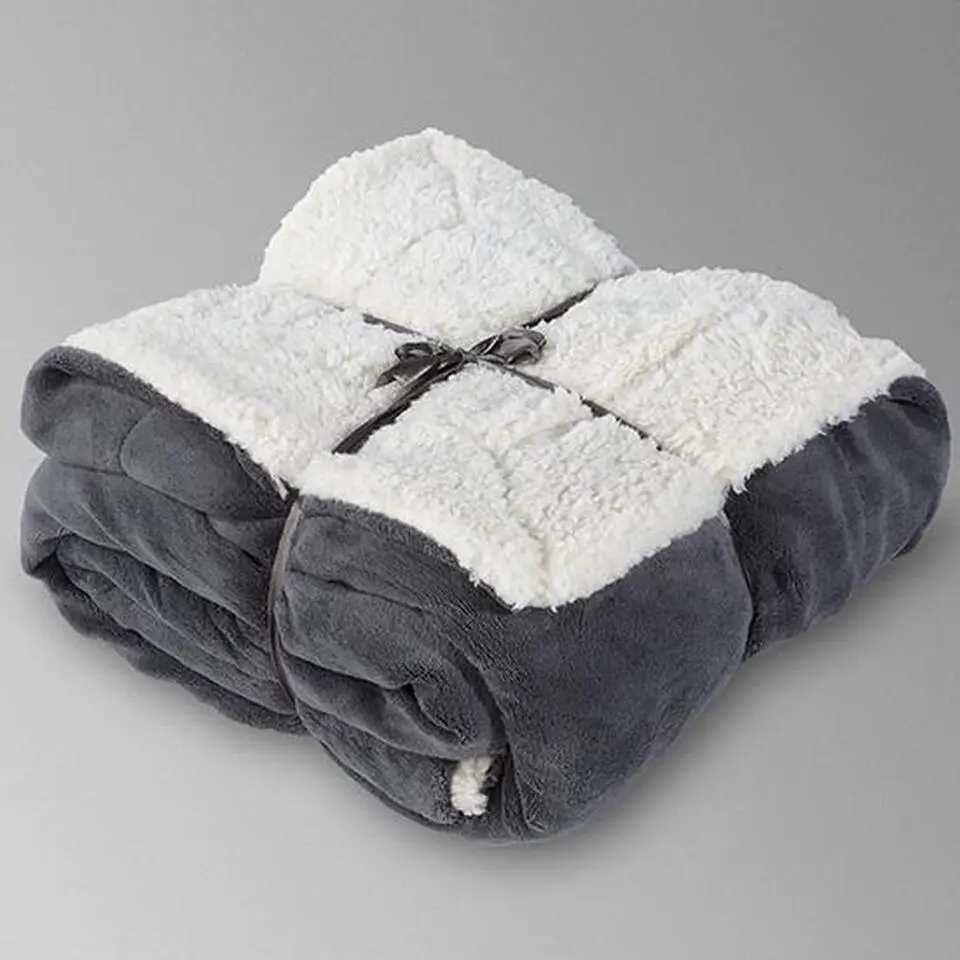 Unique Living - Lars coral fleece/suede plaid 150x200cm dark grey