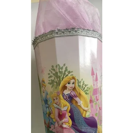 Nestler Schultüte Prinzessinen mit Glitter silbere Borde lilaner Organzaverschluß, 85 cm, 12 eckig