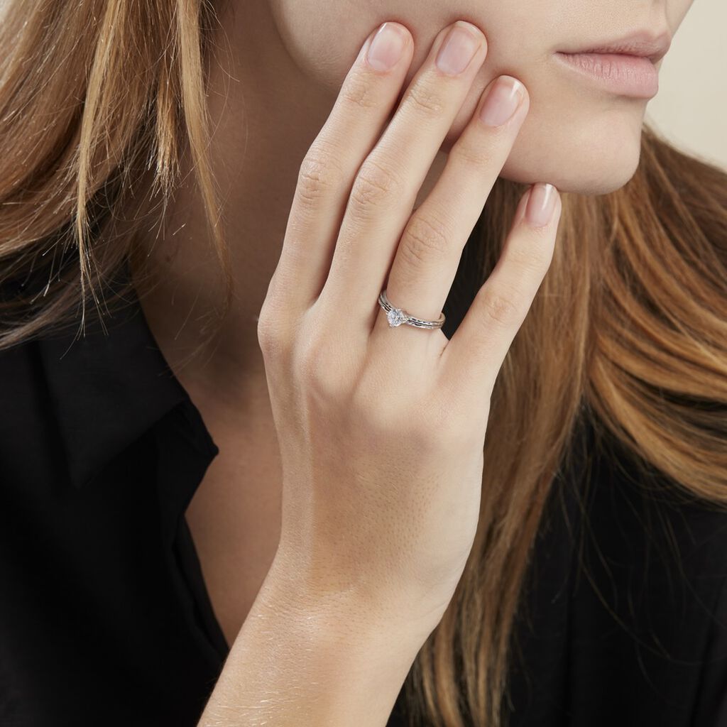 Bague Solitaire Argent Blanc Candi Oxyde De Zirconium