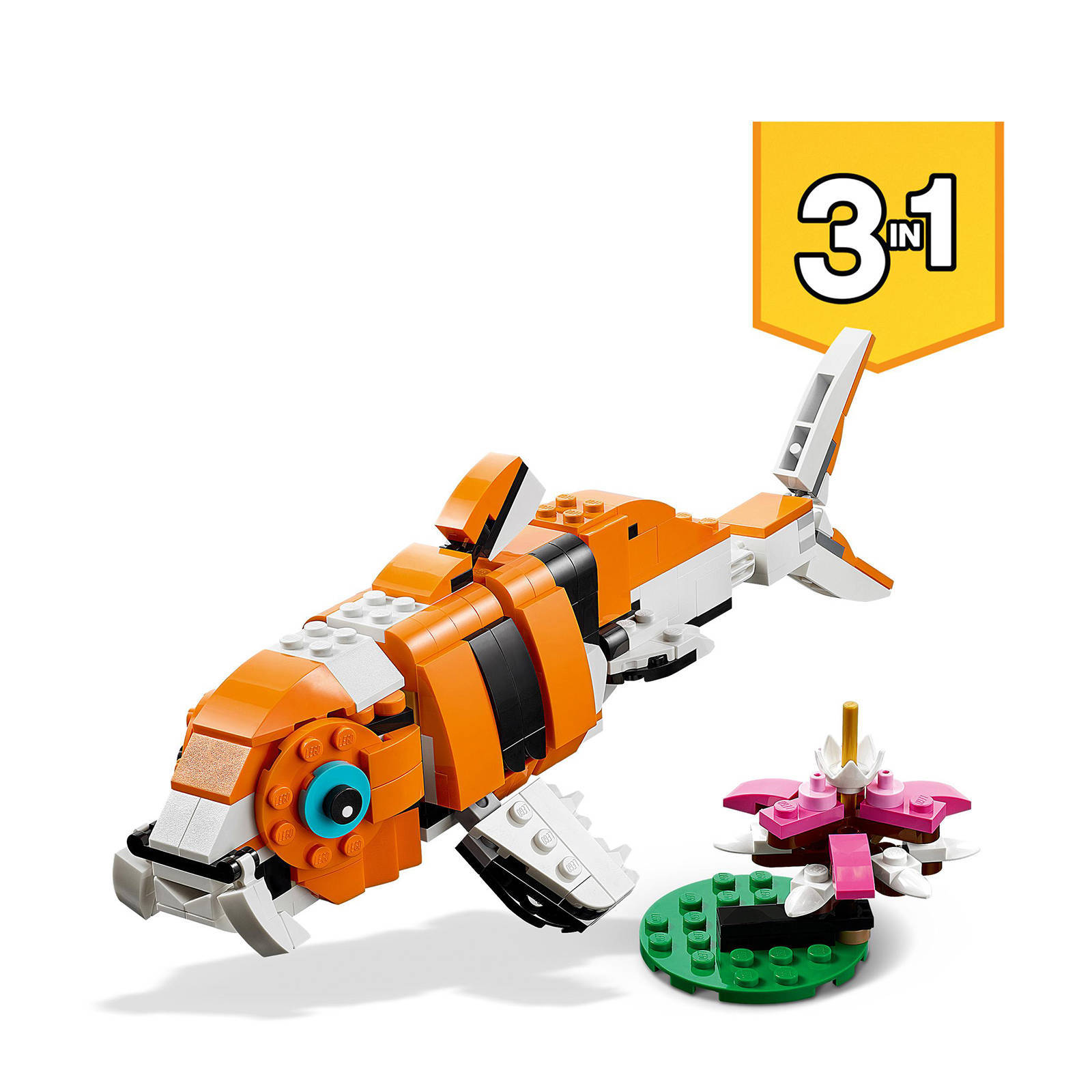 LEGO 3-in-1 Grote Tijger naar Bouwbare Rode Panda of Vis Speelgoed voor Kinderen 31129