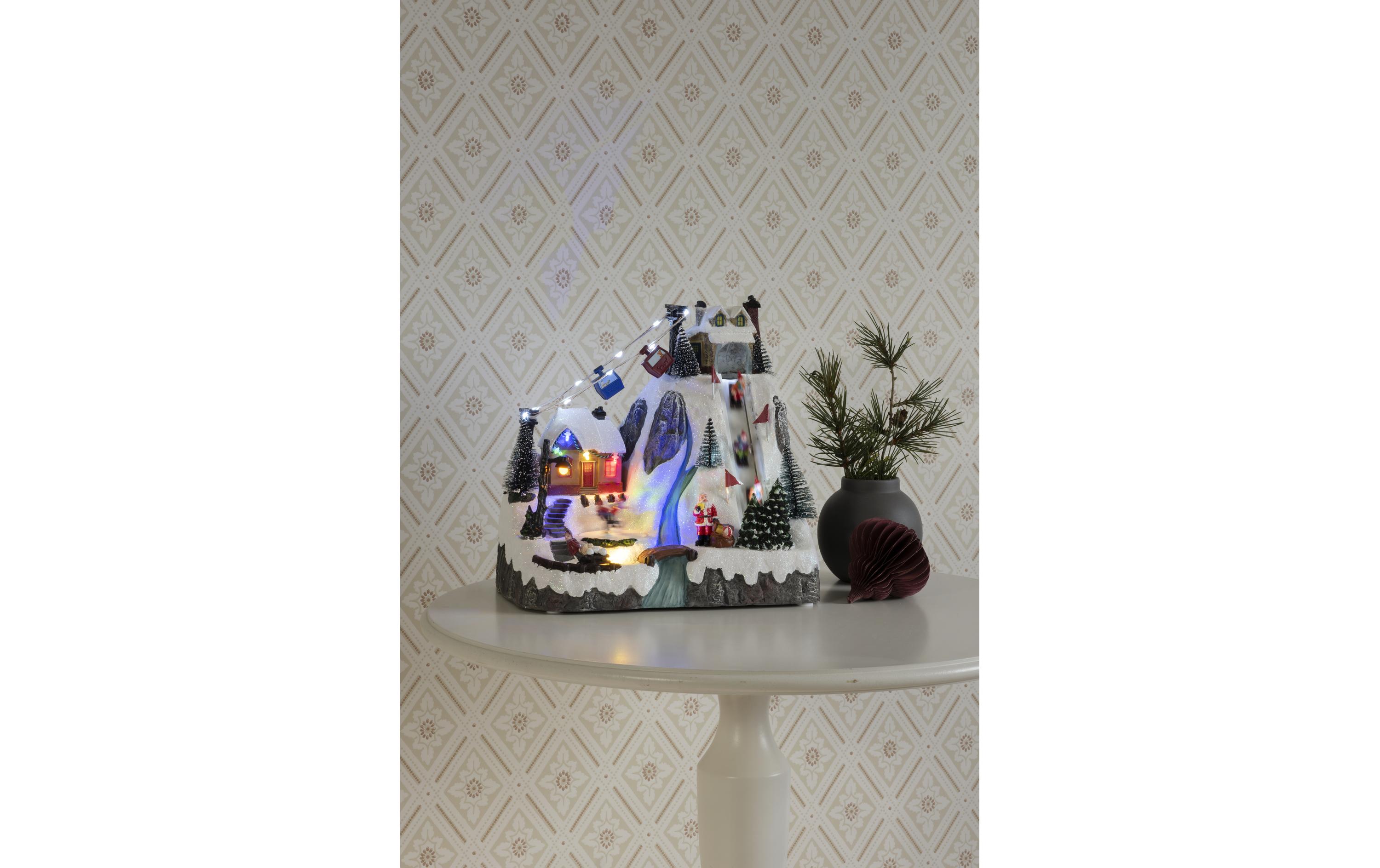 LED-Figur Skipiste mit Musik, 28 cm, MehrfarbigLED Skipiste