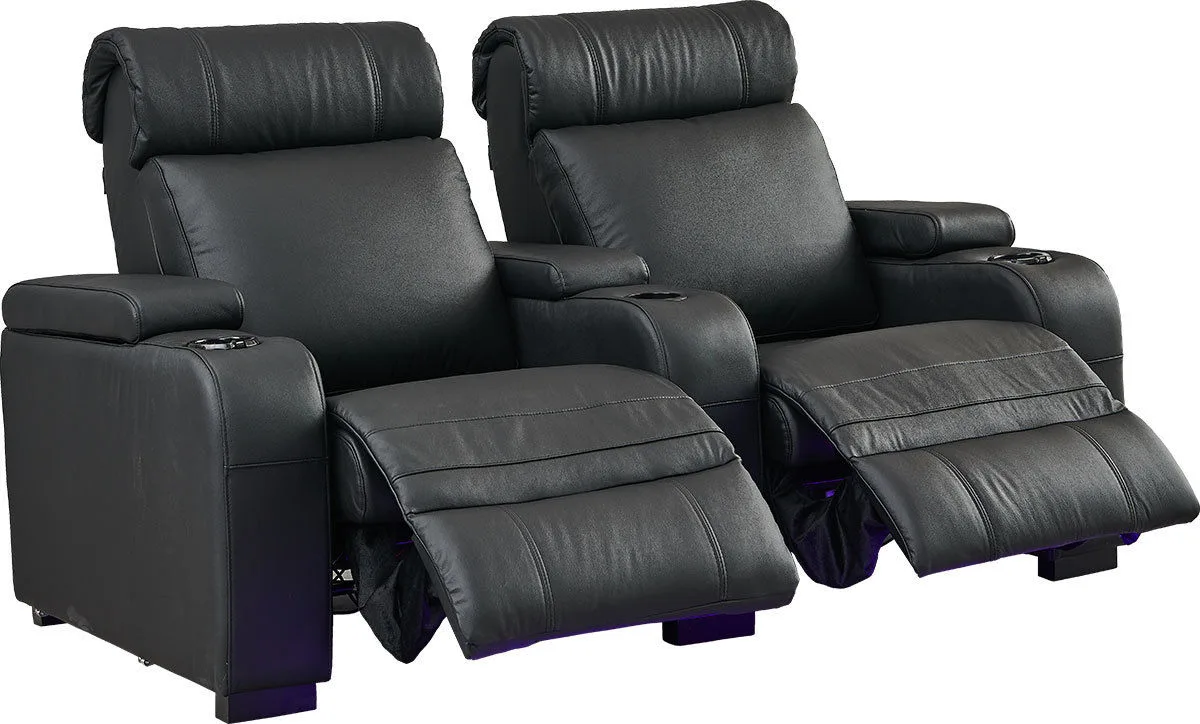 Lumene Hollywood Luxury III Noir (2 places, cuir synthétique) Fauteuils cinéma