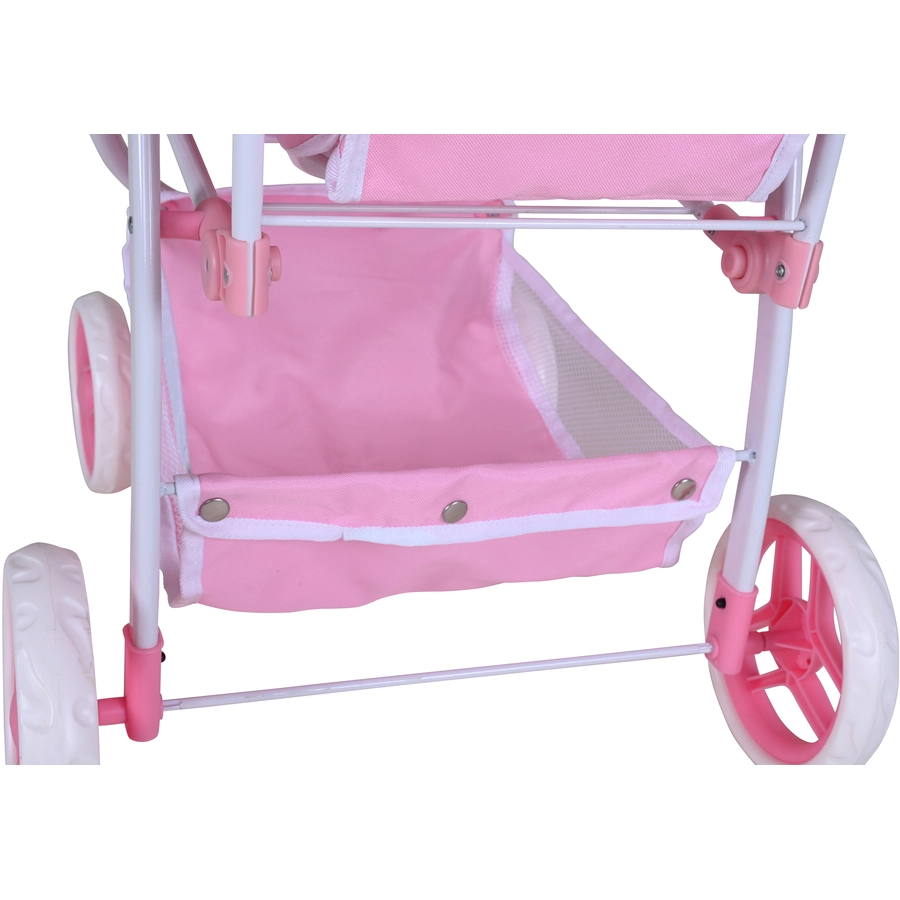 knorr toys® Zwillingspuppenwagen Milo - Princess white rose rosa