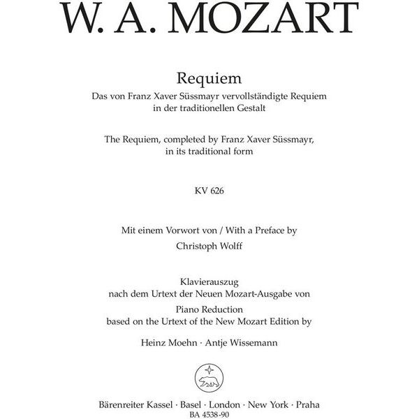 Bärenreiter Mozart Requiem KV626