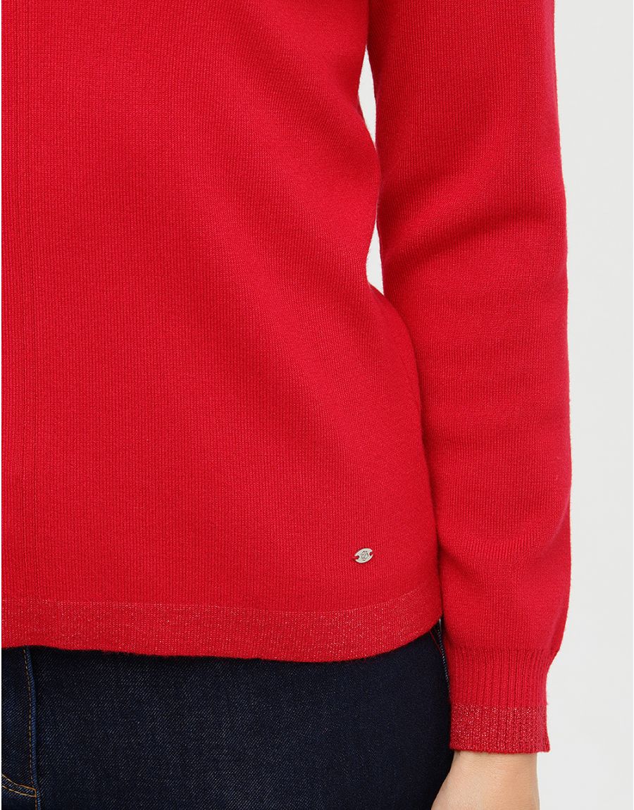 Pull rouge col irisé