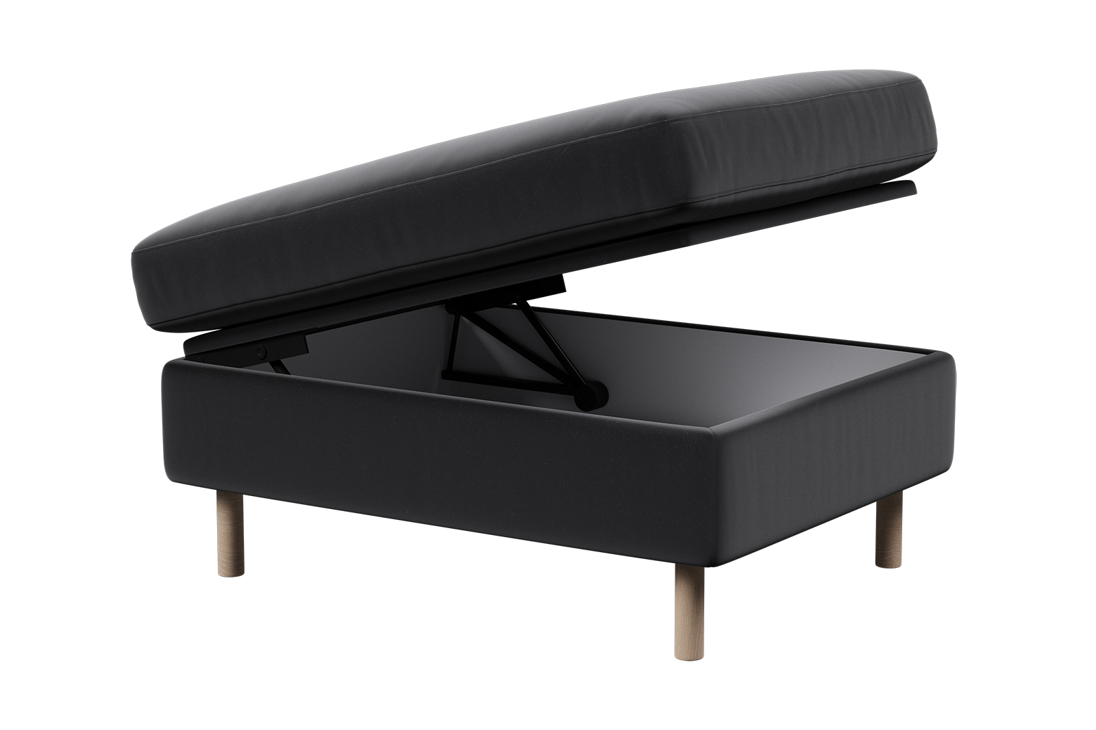 Viken pall Tekstil Matt Velvet 99 Black med hvitoljet eikeben. Skum komfort med oppbevaring