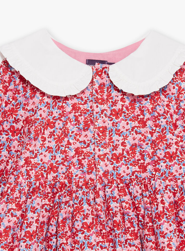 Robe rose, rouge et lilas à imprimé fleuri