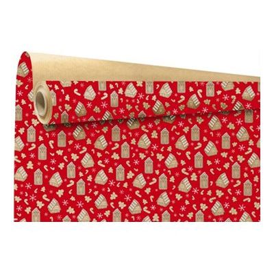 Logistipack HANSEL - Papier cadeau Kraft - 70 cm x 25 m - maisons en pain d'épices