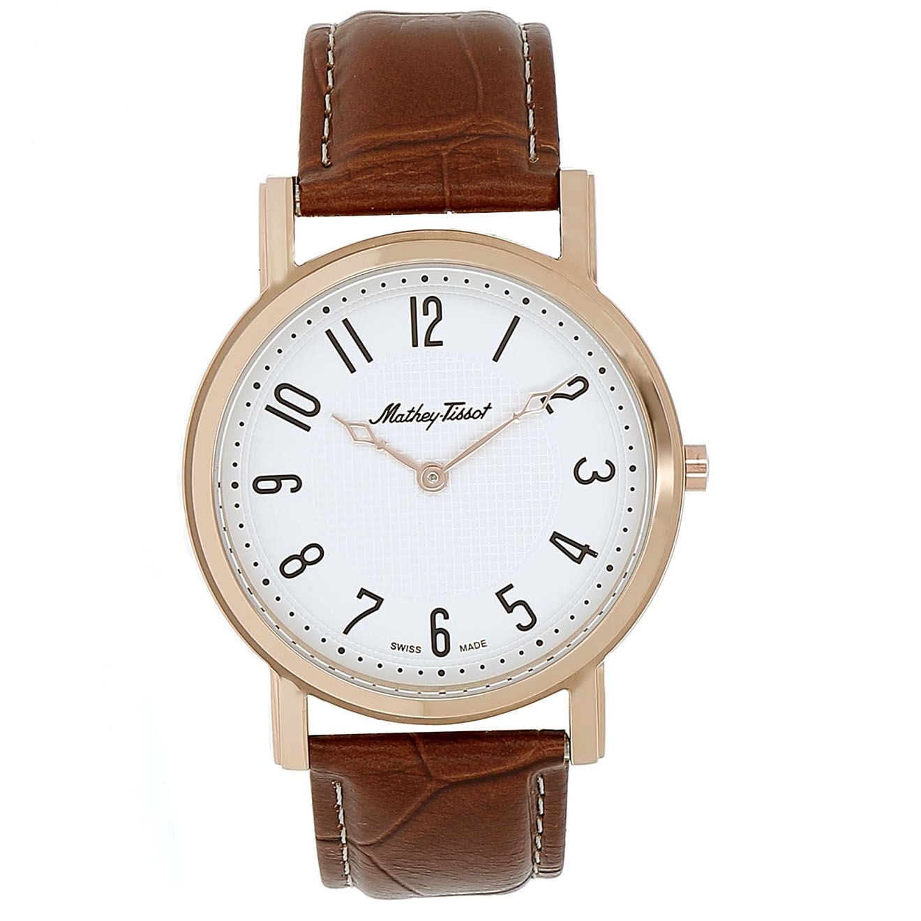 Mathey-Tissot Montre Mixte Quartz en Cuir City marron