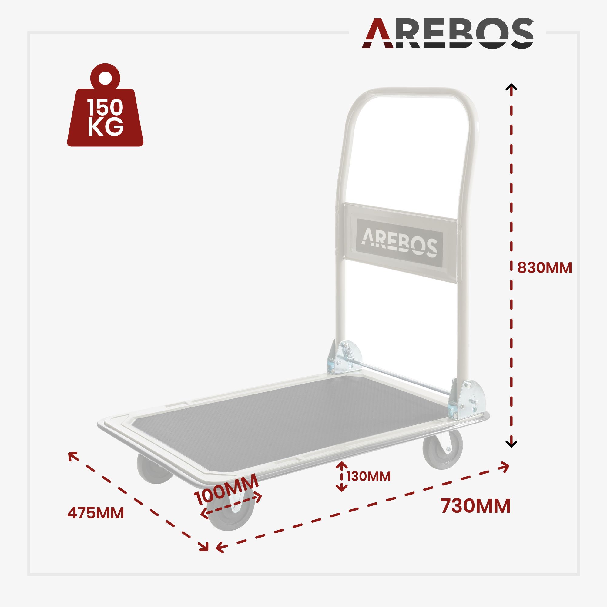 Plattformwagen 150kg schwarz-creme