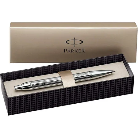 Parker IM-Premium-Kugelschreiber gemeißeltes Shiny Chrome, M, blau